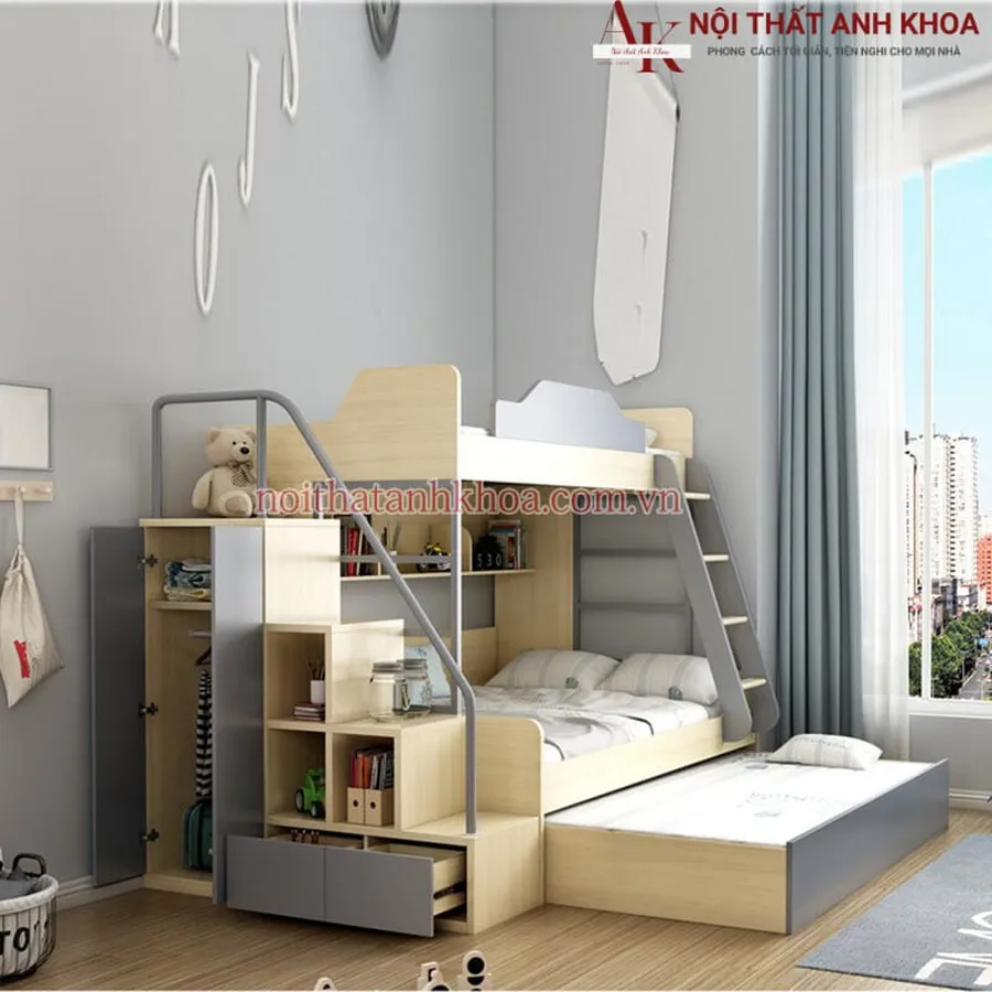 Giường Tầng Gỗ Công Nghiệp Cho Bé Hiện Đại Giá Rẻ