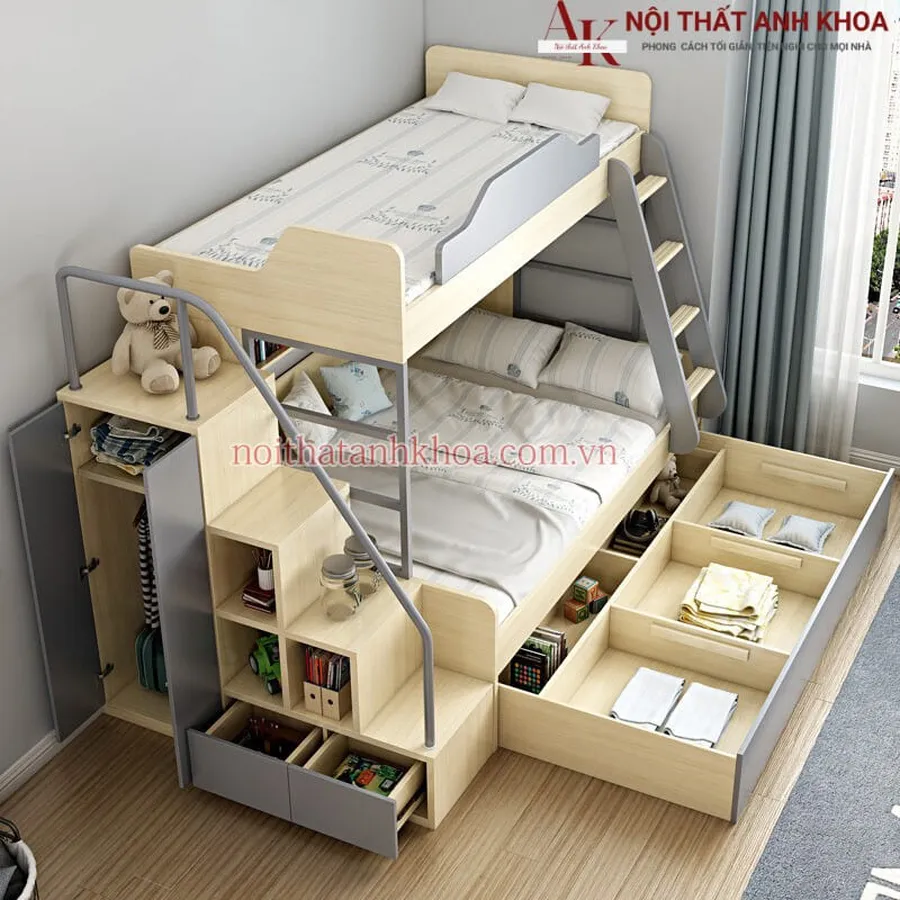 Giường Tầng Gỗ Công Nghiệp Cho Bé Hiện Đại Giá Rẻ
