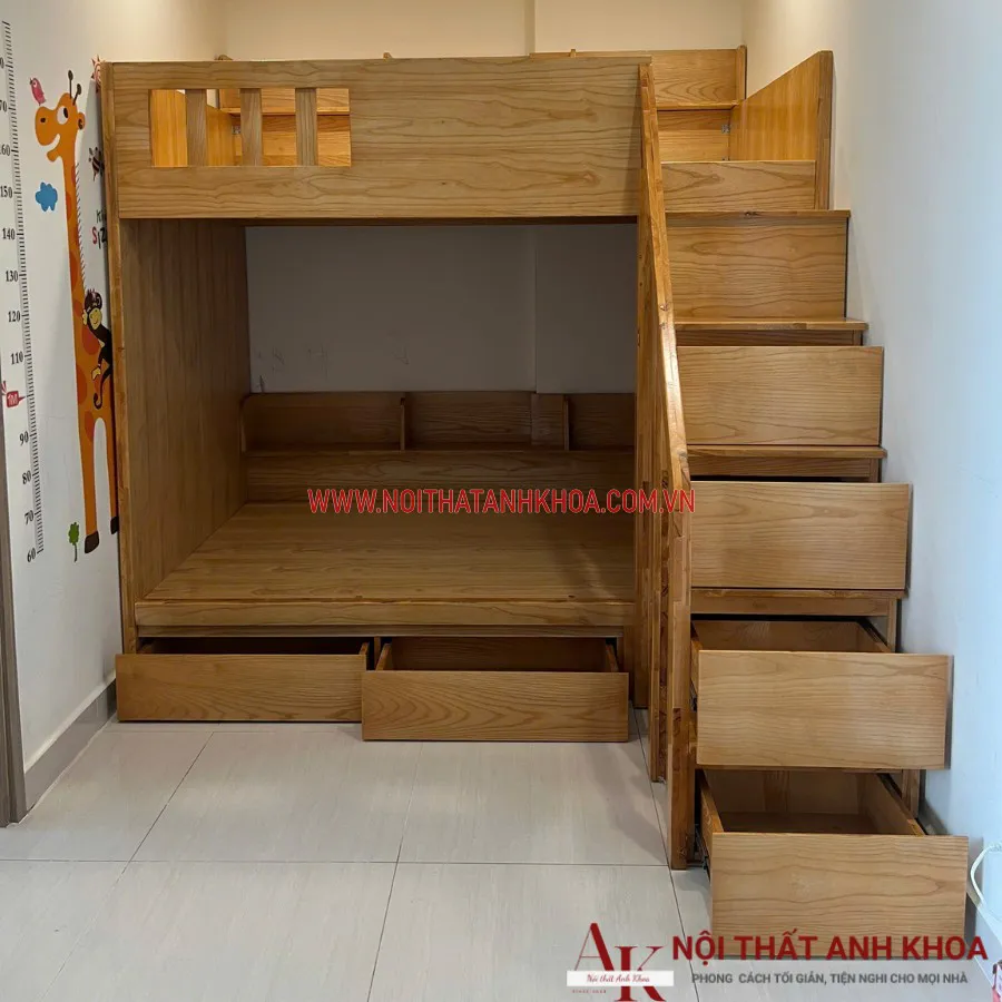 Giường Tầng Gỗ Ghép Cao Su Đẹp Chắc Chắn
