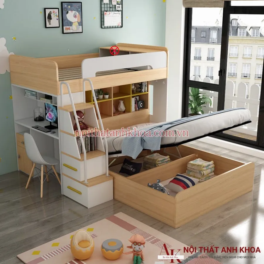 Giường Tầng Kết Hợp Bàn Học Thông Minh Hiện Đại Giá Rẻ