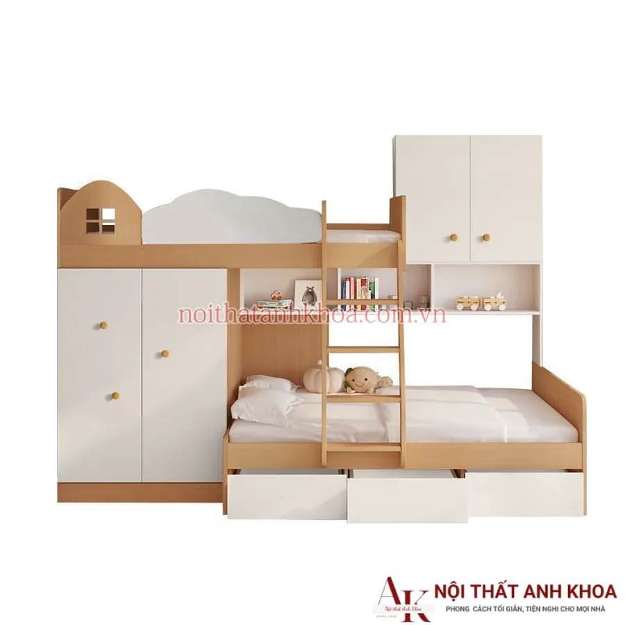 Giường Tầng Kết Hợp Tủ Quần Áo Cho Bé Thông Minh Hiện Đại