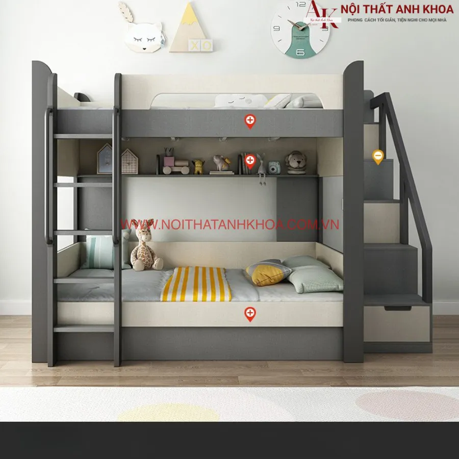 Giường Tầng Trẻ Em Gỗ Công Nghiệp Đẹp Cao Cấp
