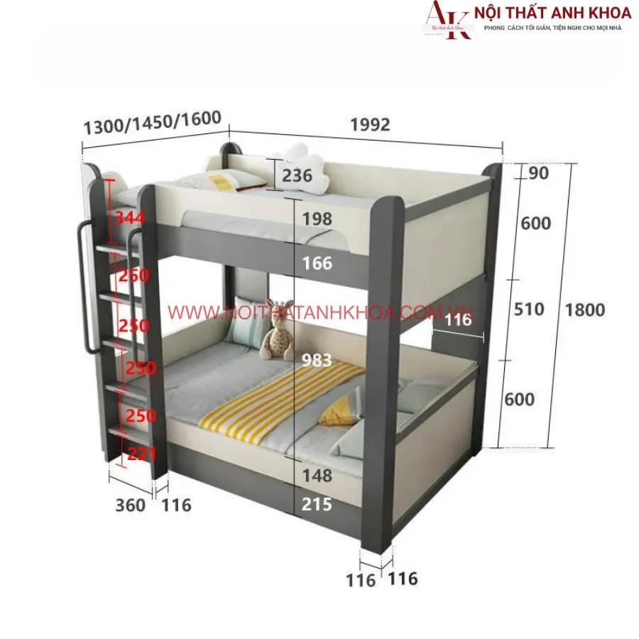 Giường Tầng Trẻ Em Gỗ Công Nghiệp Đẹp Cao Cấp
