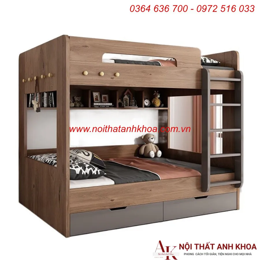 Giường Tầng Trẻ Em Gỗ Công Nghiệp Đẹp Thông Minh