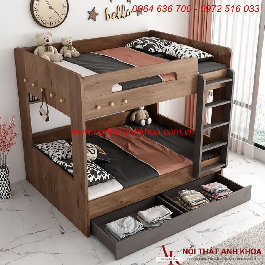 Giường Tầng Trẻ Em Gỗ Công Nghiệp Đẹp Thông Minh