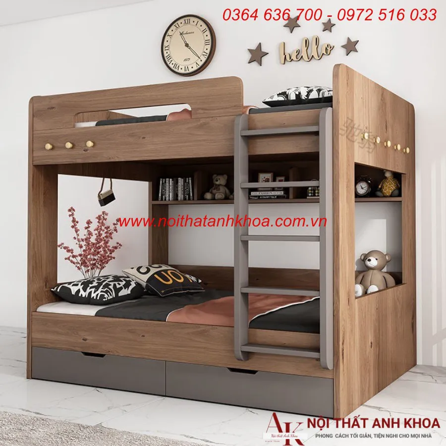 Giường Tầng Trẻ Em Gỗ Công Nghiệp Đẹp Thông Minh