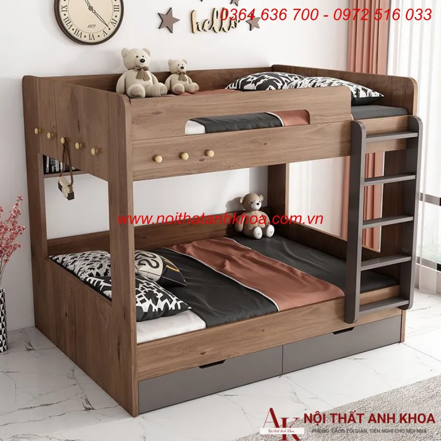 Giường Tầng Trẻ Em Gỗ Công Nghiệp Đẹp Thông Minh