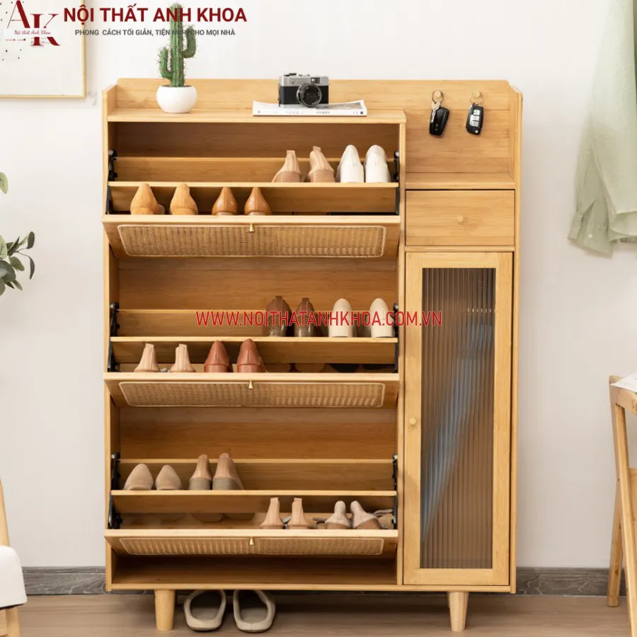 Kệ Giày Đẹp Thông Minh 3 Tầng Gỗ Công Nghiệp Cao Cấp