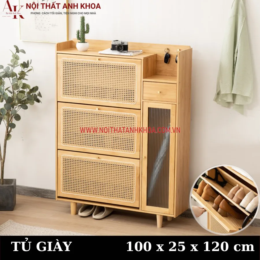 Kệ Giày Đẹp Thông Minh 3 Tầng Gỗ Công Nghiệp Cao Cấp