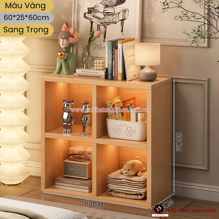 Kệ Gỗ Trang Trí Gỗ Công Nghiệp Nhỏ Có Đèn Led