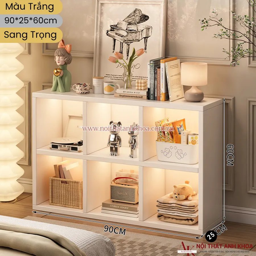 Kệ Gỗ Trang Trí Gỗ Công Nghiệp Nhỏ Có Đèn Led