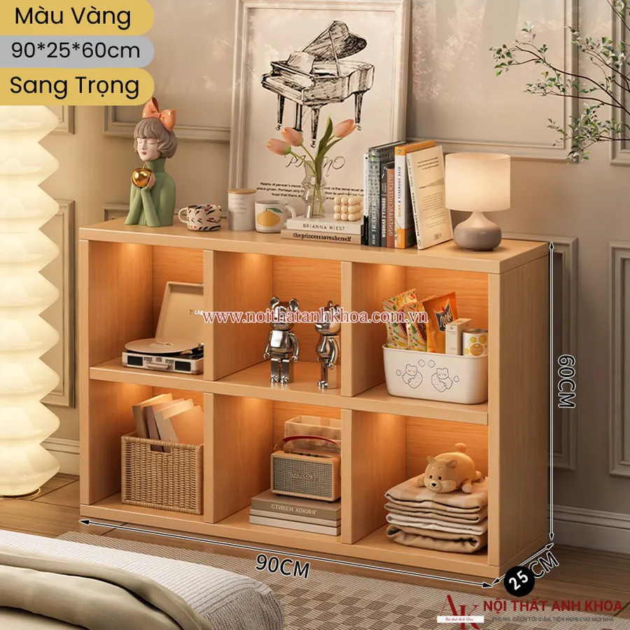 Kệ Gỗ Trang Trí Gỗ Công Nghiệp Nhỏ Có Đèn Led