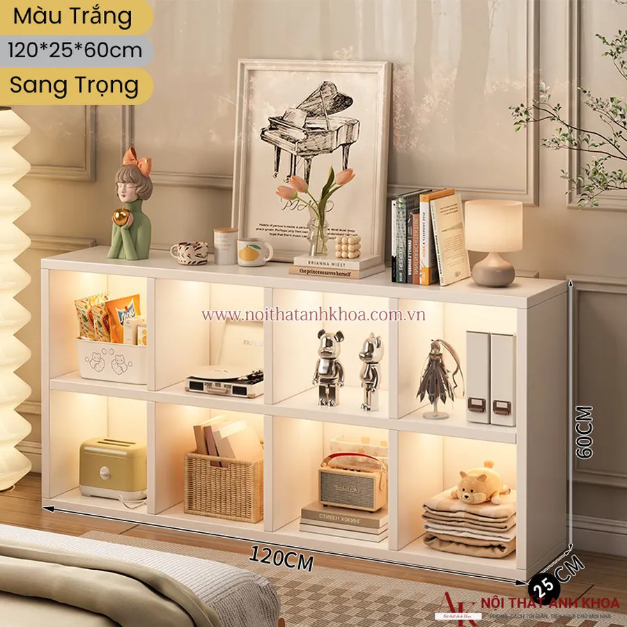 Kệ Gỗ Trang Trí Gỗ Công Nghiệp Nhỏ Có Đèn Led