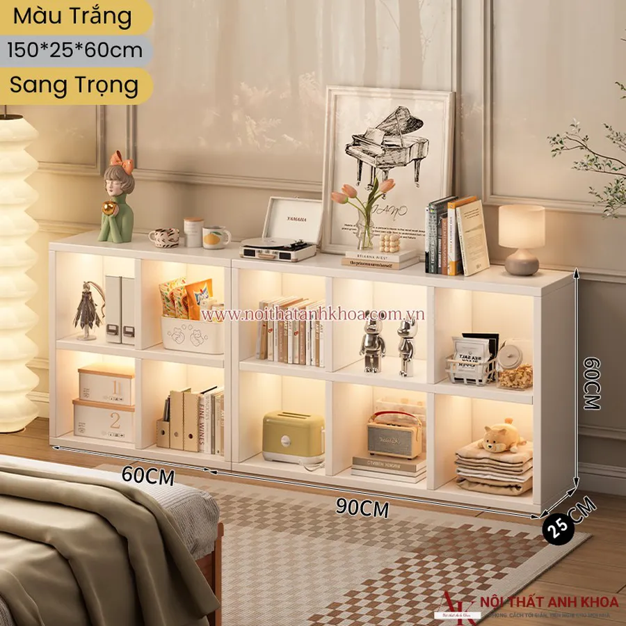 Kệ Gỗ Trang Trí Gỗ Công Nghiệp Nhỏ Có Đèn Led