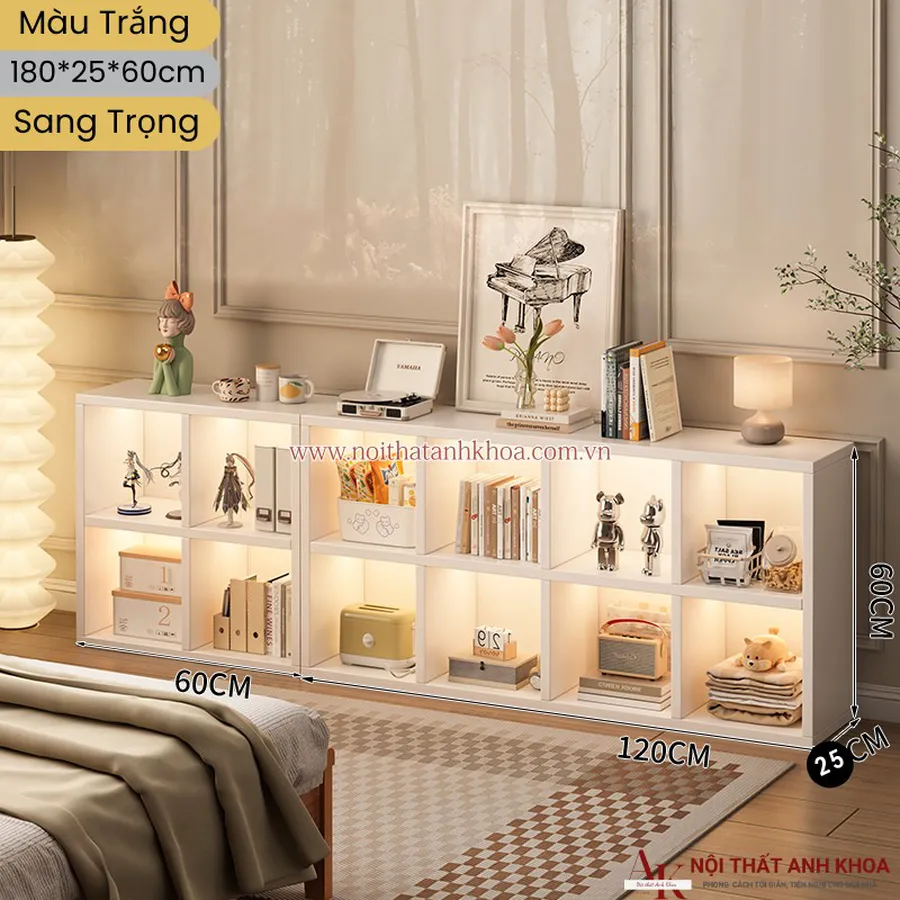 Kệ Gỗ Trang Trí Gỗ Công Nghiệp Nhỏ Có Đèn Led