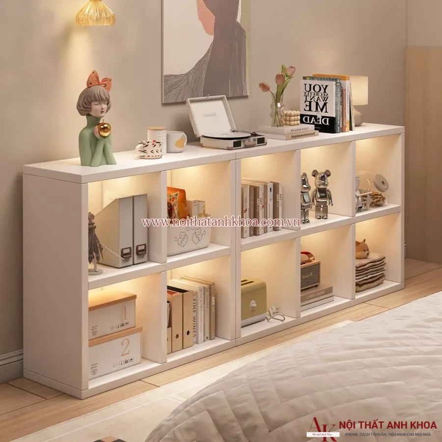 Kệ Gỗ Trang Trí Gỗ Công Nghiệp Nhỏ Có Đèn Led