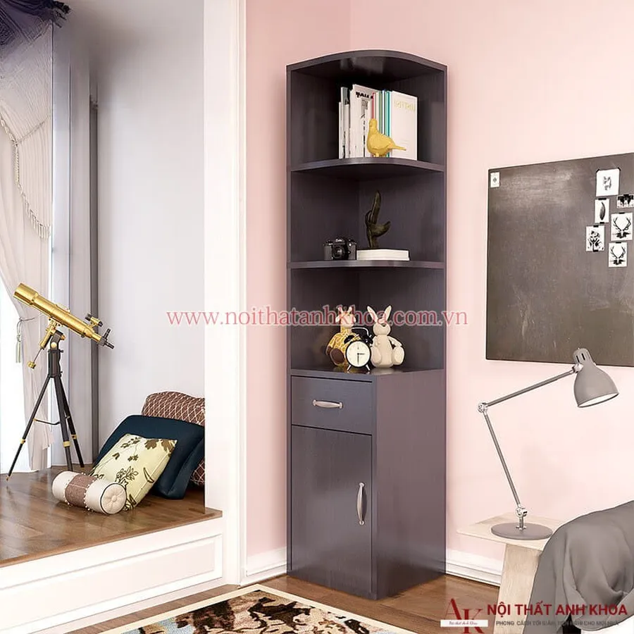 Kệ Góc Tường Phòng Khách Gỗ Công Nghiệp Đẹp Thông Minh