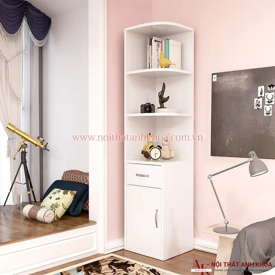 Kệ Góc Tường Phòng Khách Gỗ Công Nghiệp Đẹp Thông Minh