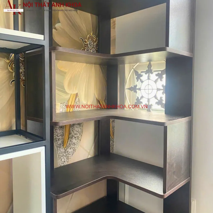 Kệ Góc Tường Trang Trí Phòng Khách Bằng Gỗ Công Nghiệp Đẹp Tiện Lợi