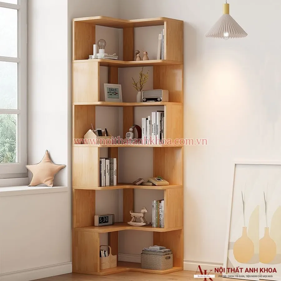 Kệ Góc Tường Trang Trí Phòng Khách Bằng Gỗ Công Nghiệp Đẹp Tiện Lợi