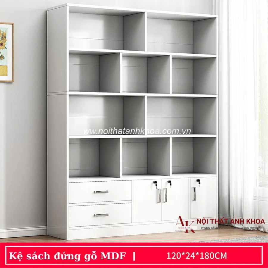 Kệ Sách Đẹp Gỗ Công Nghiệp MDF Phủ Melamine Đẹp Hiện Đại