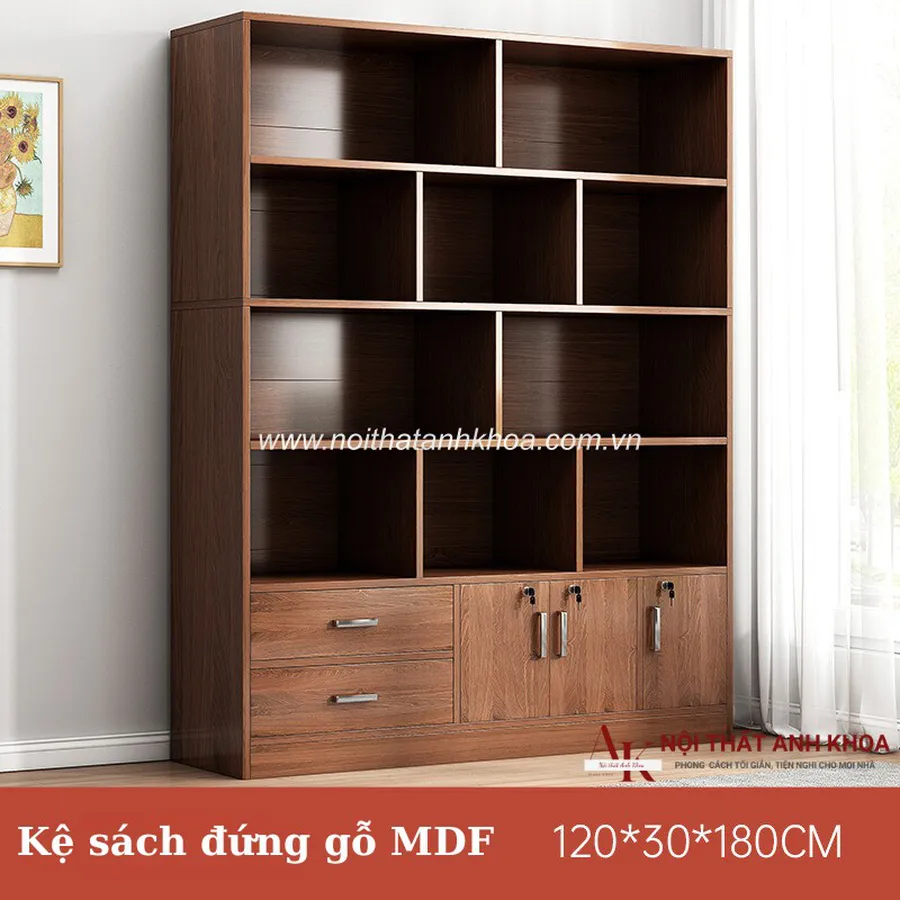 Kệ Sách Đẹp Gỗ Công Nghiệp MDF Phủ Melamine Đẹp Hiện Đại