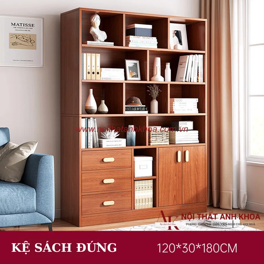 Kệ Sách Đứng Đẹp Gỗ MDF Cao Cấp Thiết Kế Sang Trọng