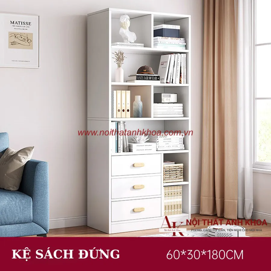 Kệ Sách Đứng Đẹp Gỗ MDF Cao Cấp Thiết Kế Sang Trọng
