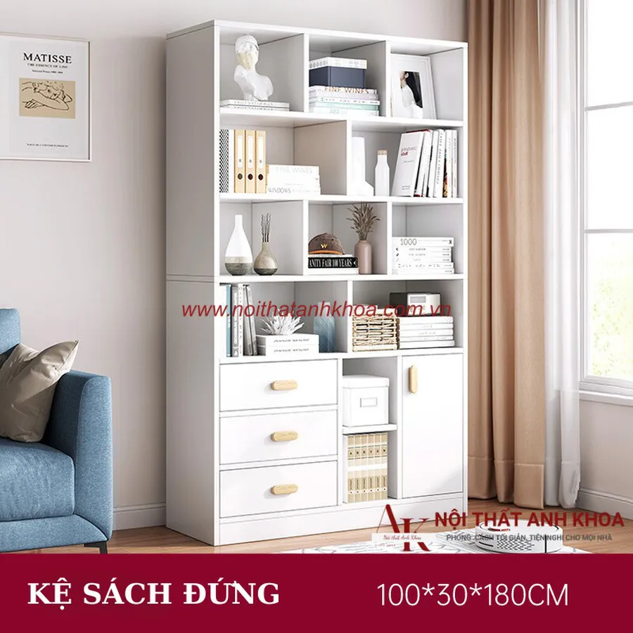 Kệ Sách Đứng Đẹp Gỗ MDF Cao Cấp Thiết Kế Sang Trọng