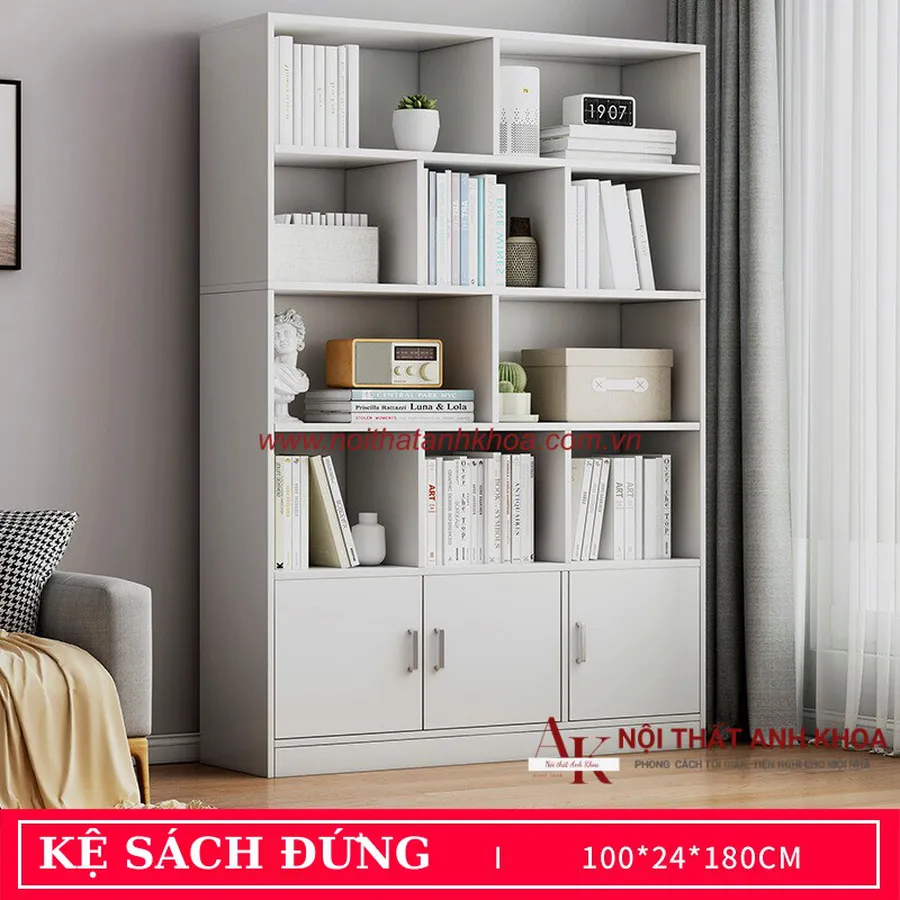 Kệ Sách Đứng Gỗ Công Nghiệp Đa Dạng Mẫu Mã Thiết Kế Hiện Đại