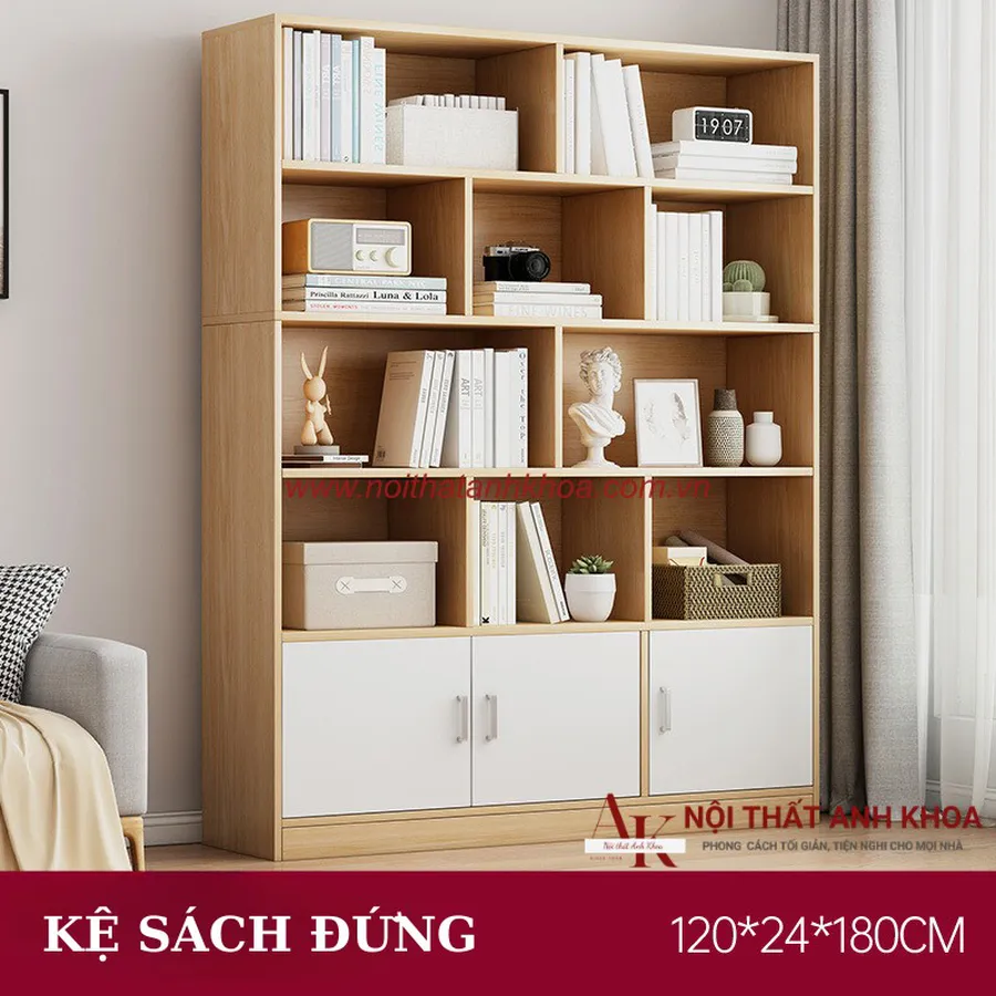 Kệ Sách Đứng Gỗ Công Nghiệp Đa Dạng Mẫu Mã Thiết Kế Hiện Đại