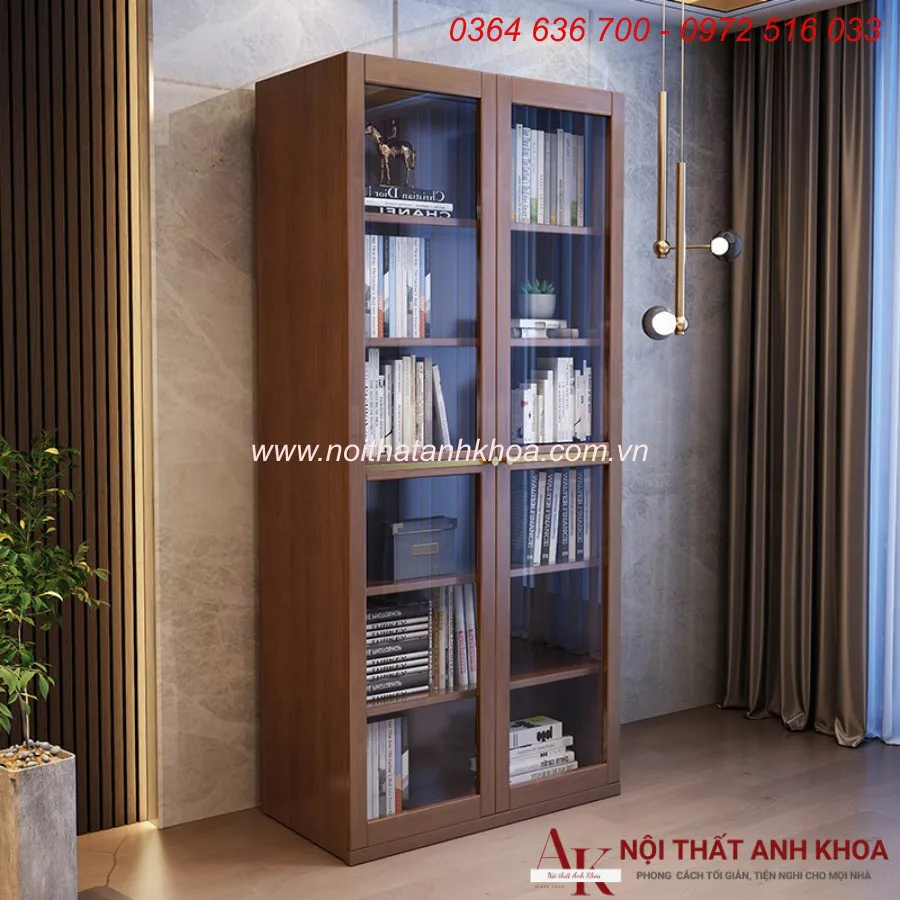 Tủ Sách Đứng Trang Trí Văn Phòng Gỗ Công Nghiệp