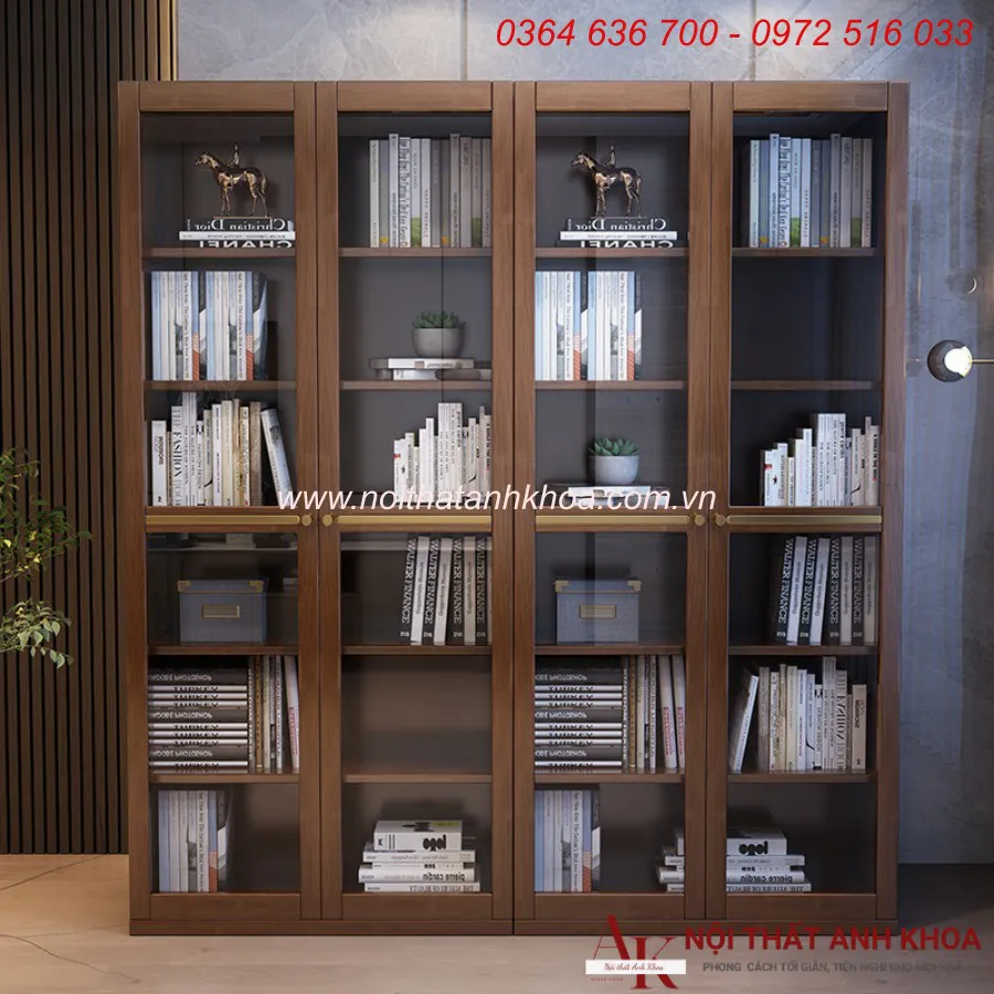 Tủ Sách Đứng Trang Trí Văn Phòng Gỗ Công Nghiệp