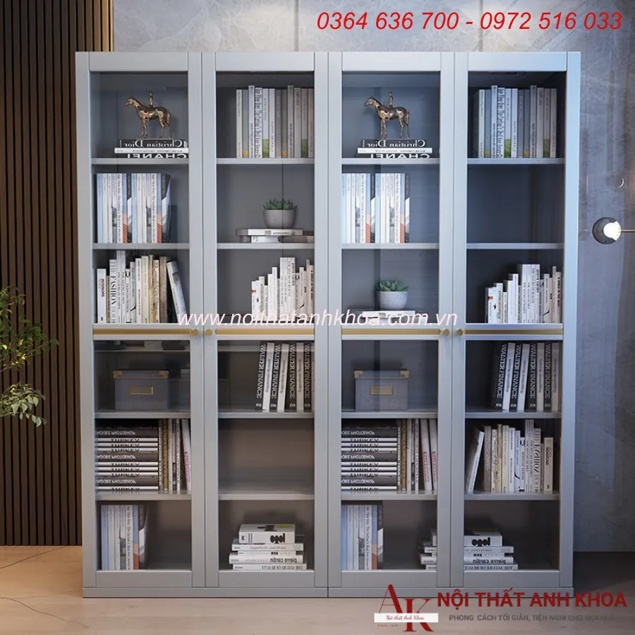 Tủ Sách Đứng Trang Trí Văn Phòng Gỗ Công Nghiệp