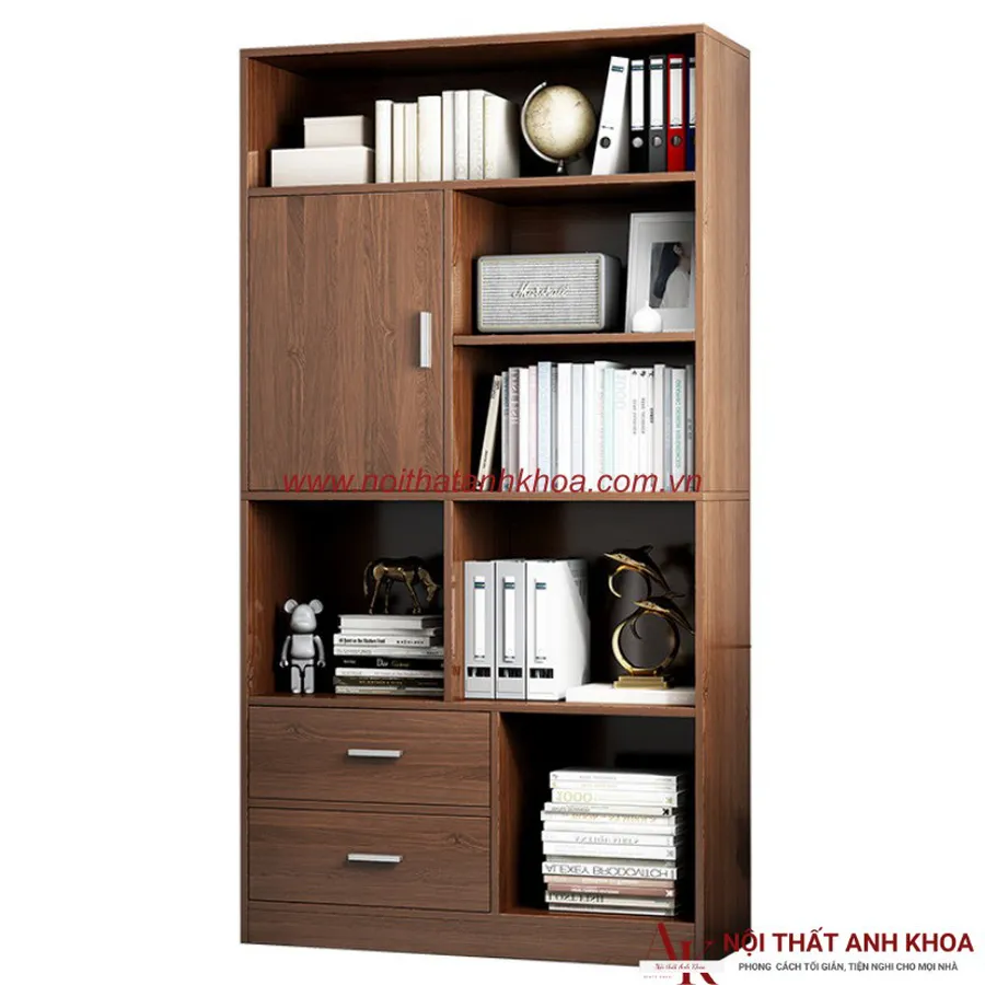 Kệ Sách Giá Rẻ Gỗ MDF Màu Nâu Vân Gỗ Đẹp Sang Trọng