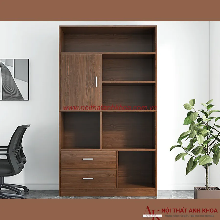 Kệ Sách Giá Rẻ Gỗ MDF Màu Nâu Vân Gỗ Đẹp Sang Trọng