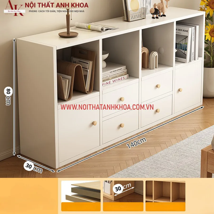 Kệ Sách Gỗ Công Nghiệp Có Hộc Tủ Hiện Đại