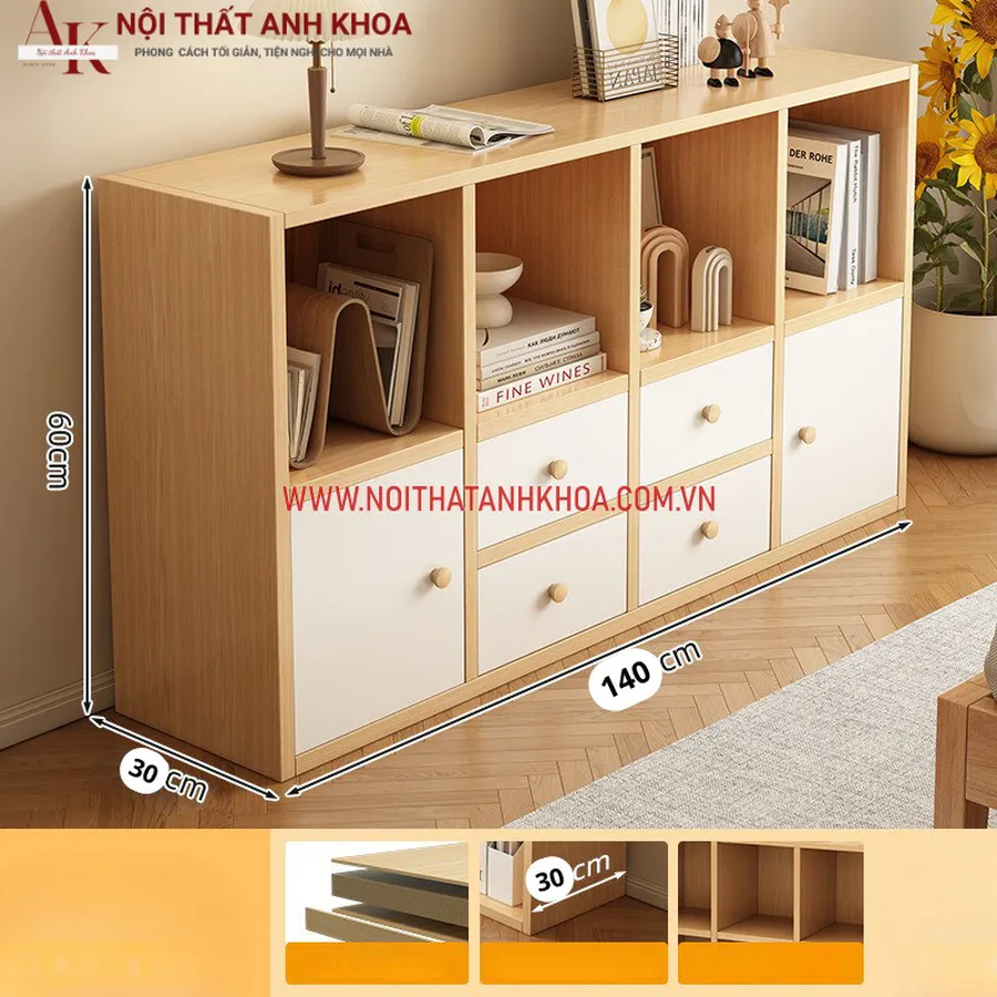 Kệ Sách Gỗ Công Nghiệp Có Hộc Tủ Hiện Đại