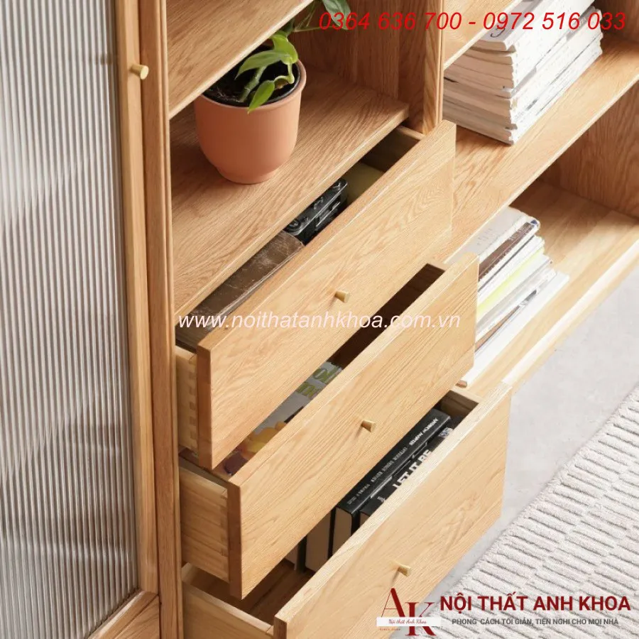 Kệ Sách Gỗ Màu Vàng, Thiết Kế Nhiều Ngăn