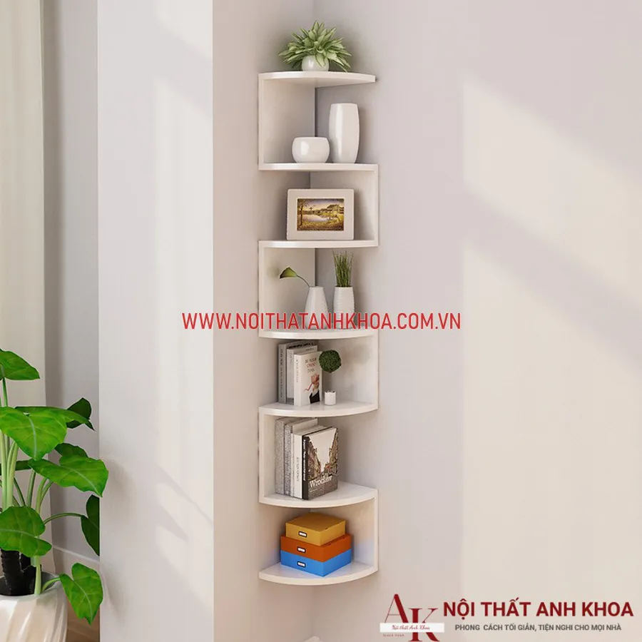 Kệ Sách Treo Góc Tường Gỗ Công Nghiệp Đẹp Giá Rẻ