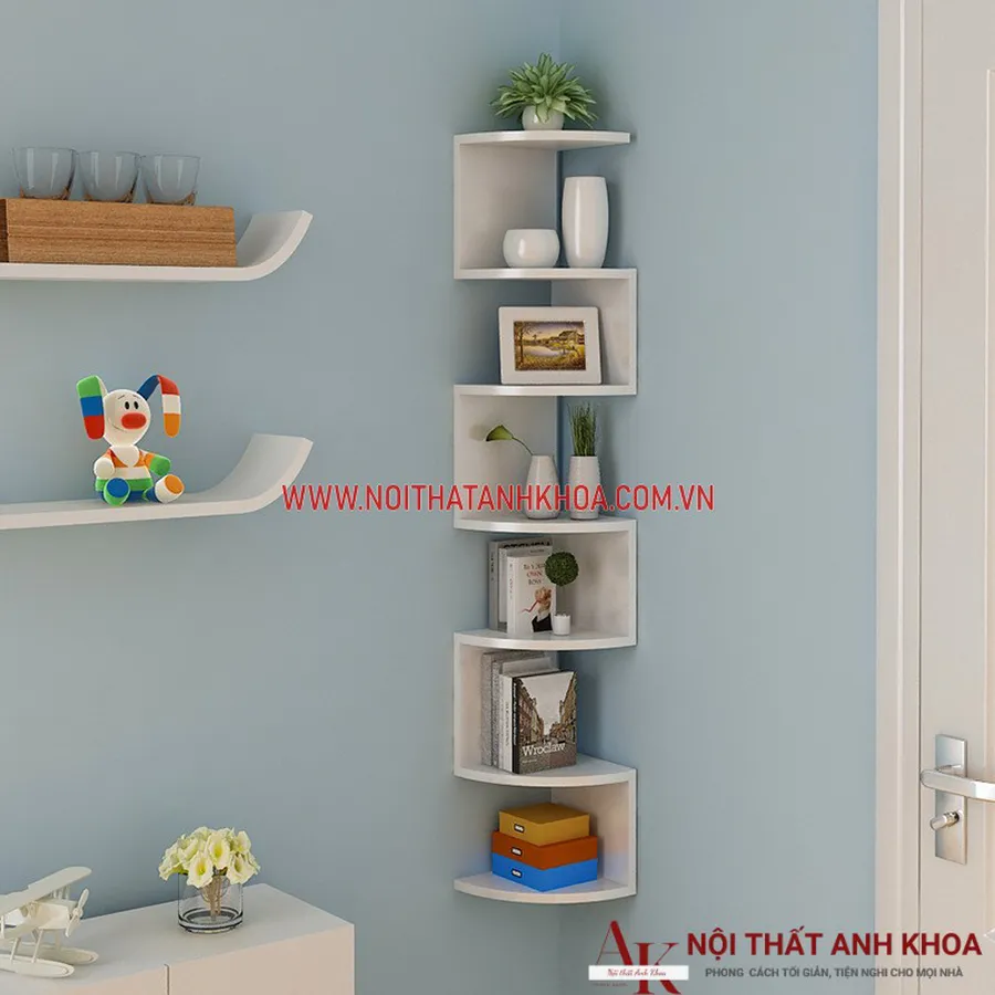 Kệ Sách Treo Góc Tường Gỗ Công Nghiệp Đẹp Giá Rẻ