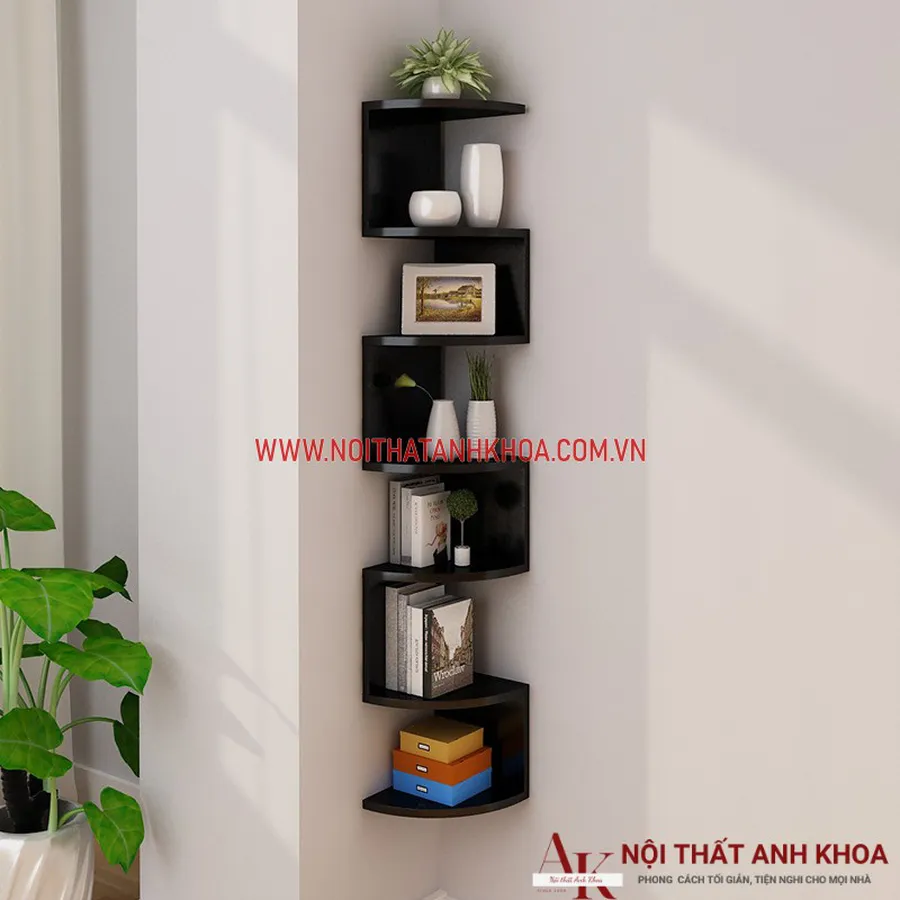 Kệ Sách Treo Góc Tường Gỗ Công Nghiệp Đẹp Giá Rẻ
