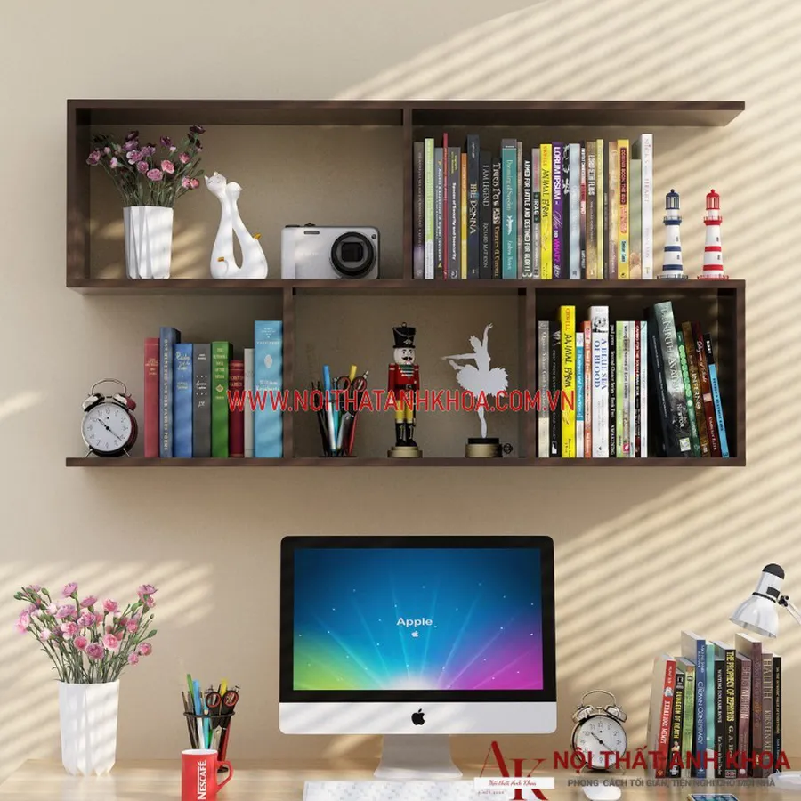 Kệ Sách Treo Tường Đơn Giản Gỗ Công Nghiệp