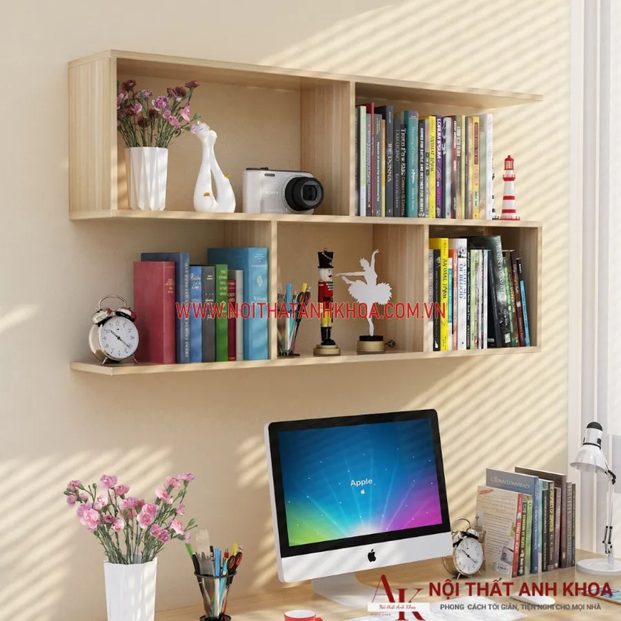 Kệ Sách Treo Tường Đơn Giản Gỗ Công Nghiệp