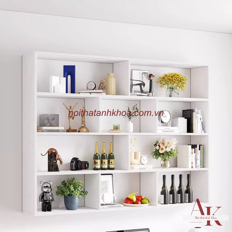 Kệ Sách Treo Tường Màu Trắng Gỗ MDF Giá Rẻ