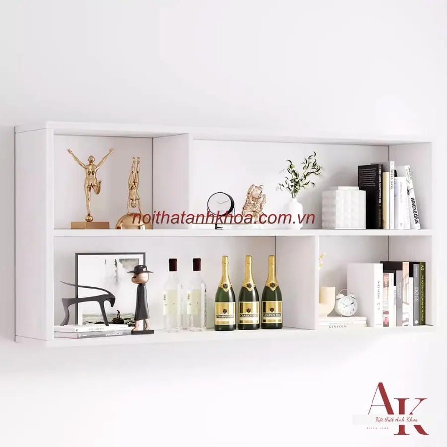 Kệ Sách Treo Tường Màu Trắng Gỗ MDF Giá Rẻ