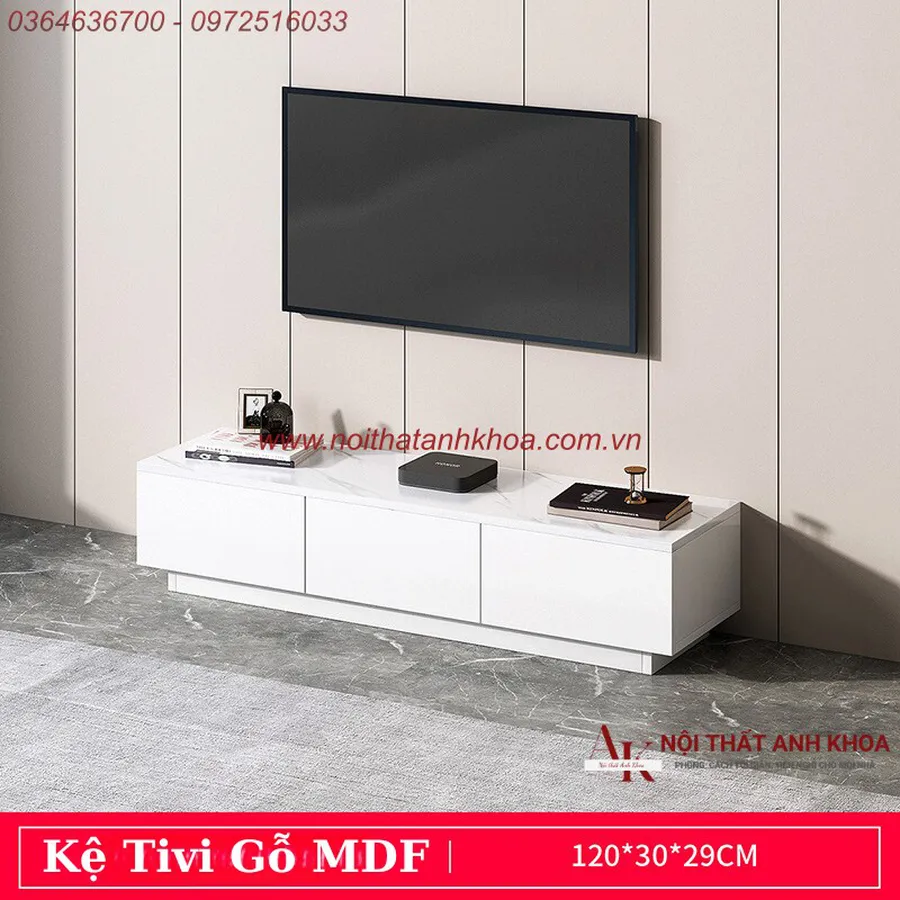 Kệ Tivi Gỗ Công Nghiệp Màu Xám Phối Trắng Phong Cách Hiện Đại Đẳng Cấp