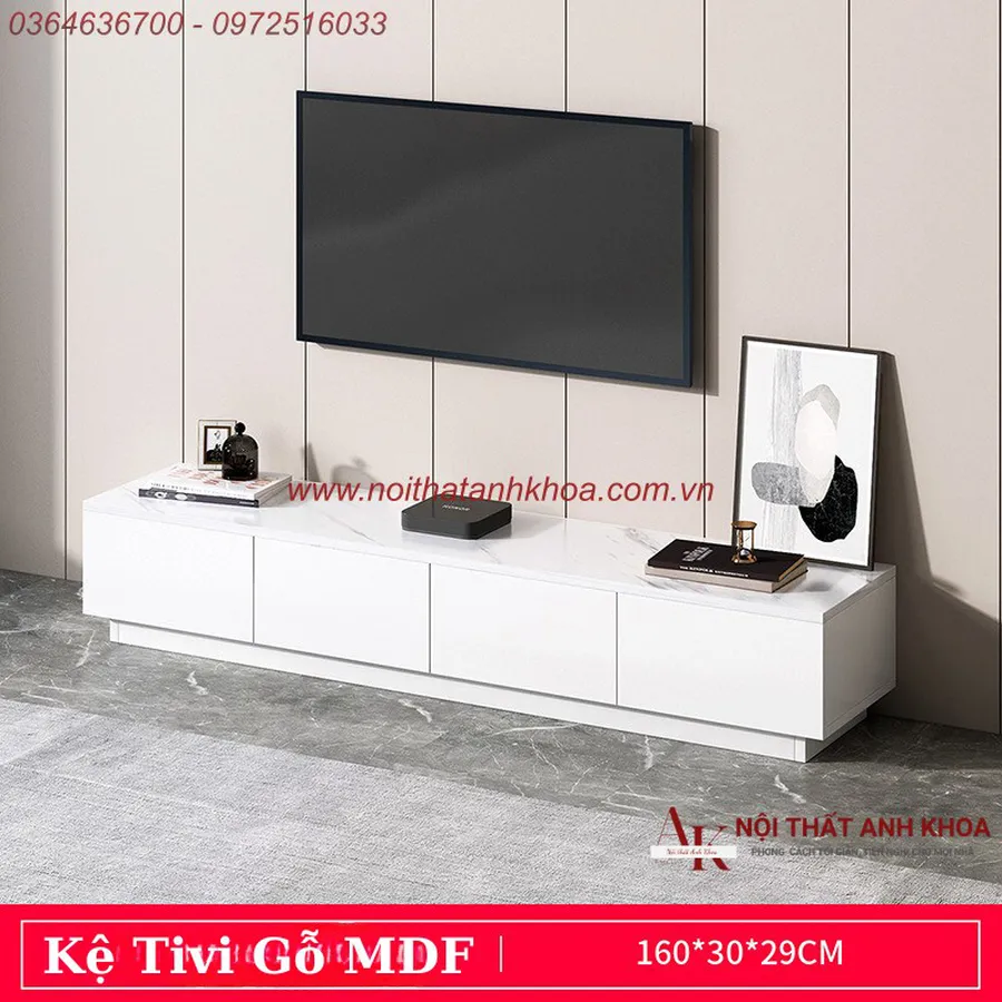 Kệ Tivi Gỗ Công Nghiệp Màu Xám Phối Trắng Phong Cách Hiện Đại Đẳng Cấp
