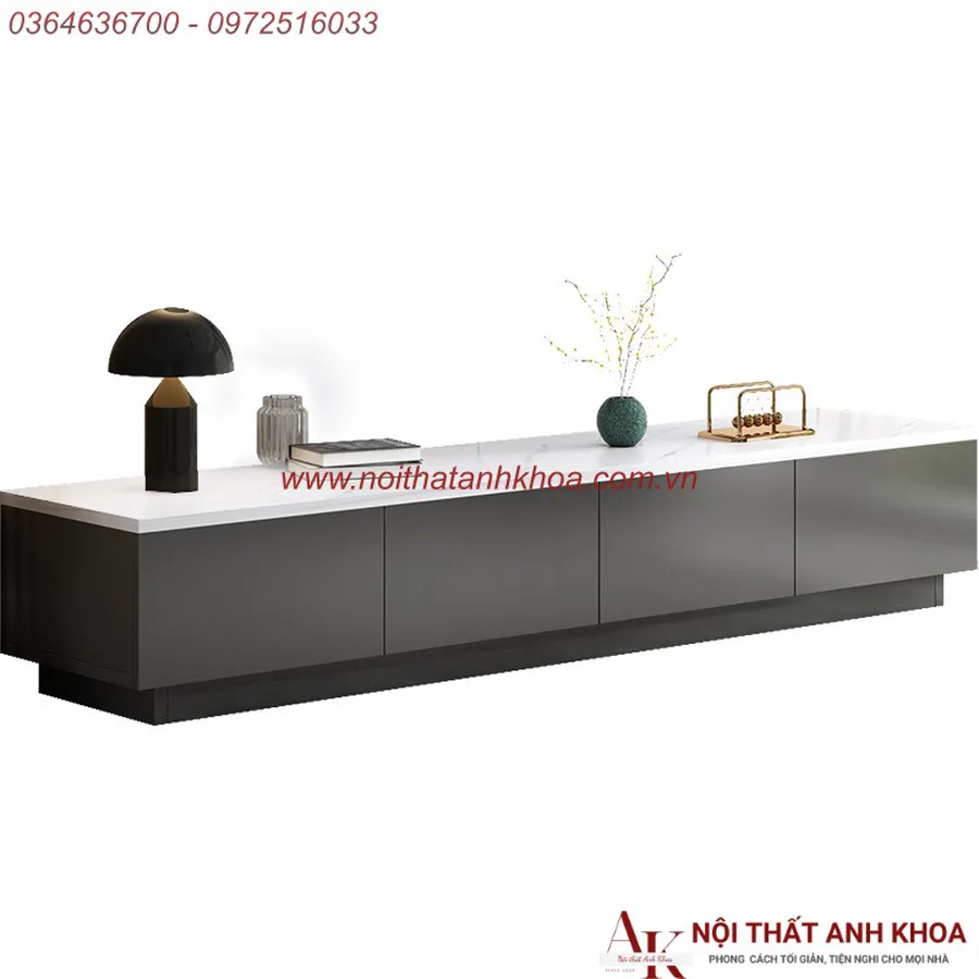 Kệ Tivi Gỗ Công Nghiệp Màu Xám Phối Trắng Phong Cách Hiện Đại Đẳng Cấp