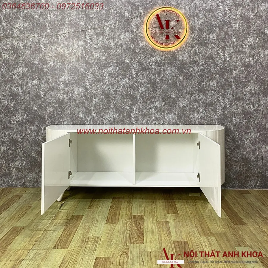 Kệ Tivi Phòng Khách Gỗ Công Nghiệp MDF Màu Trắng Thiết Kế Hiện Đại Giá Rẻ